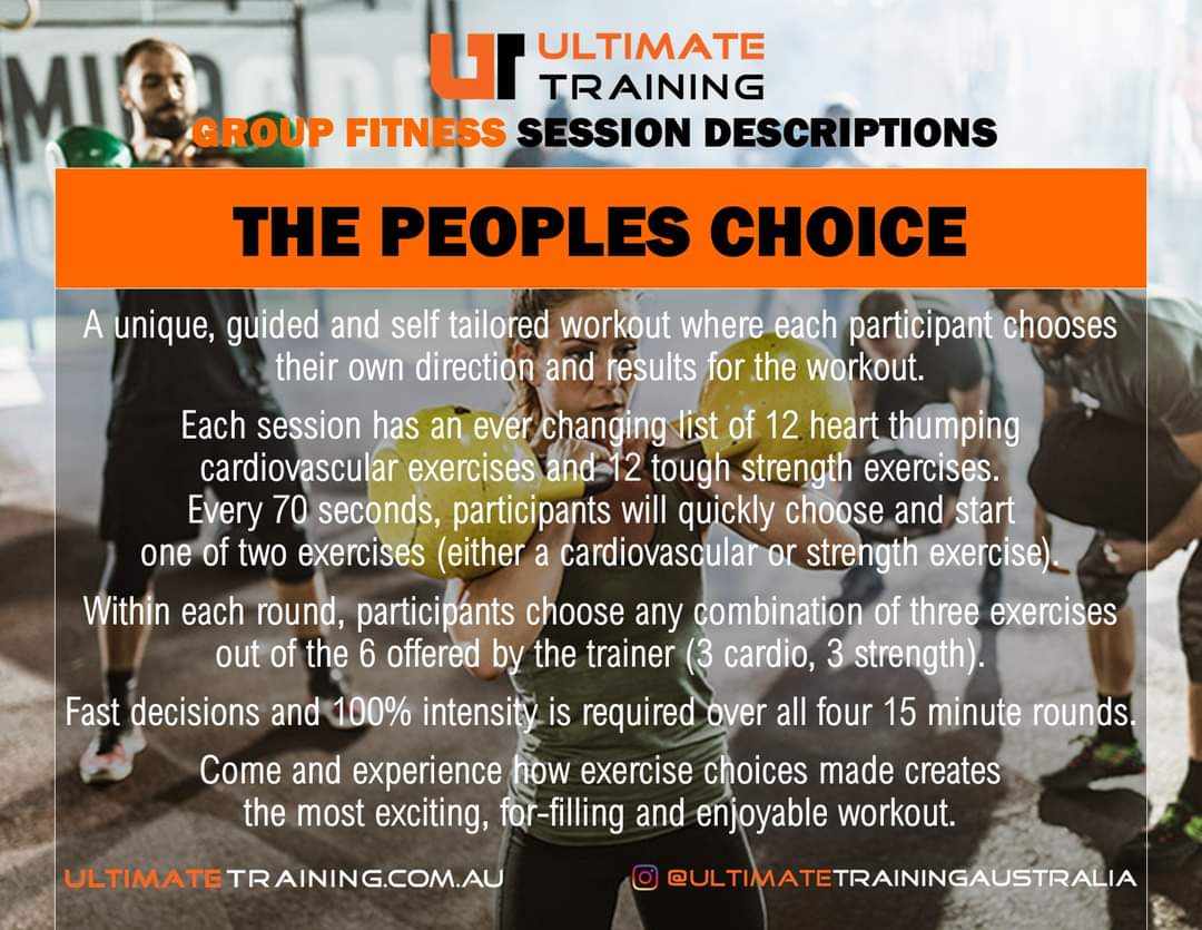 Ultimate Training Group Fitness Peoples Choice Session Details